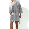 MenSexyWear Peignoir effet satiné Long Slit Gris